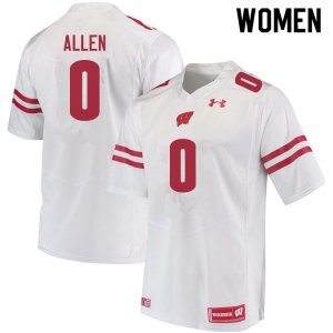 Women's Wisconsin Badgers NCAA #0 Braelon Allen White Authentic Under Armour Stitched College Football Jersey DR31X50RS